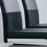 Set di 2 Sedie moderne per sala da pranzo, con schienale alto, in PU e tessuto, per Cucina e ufficio, Nero