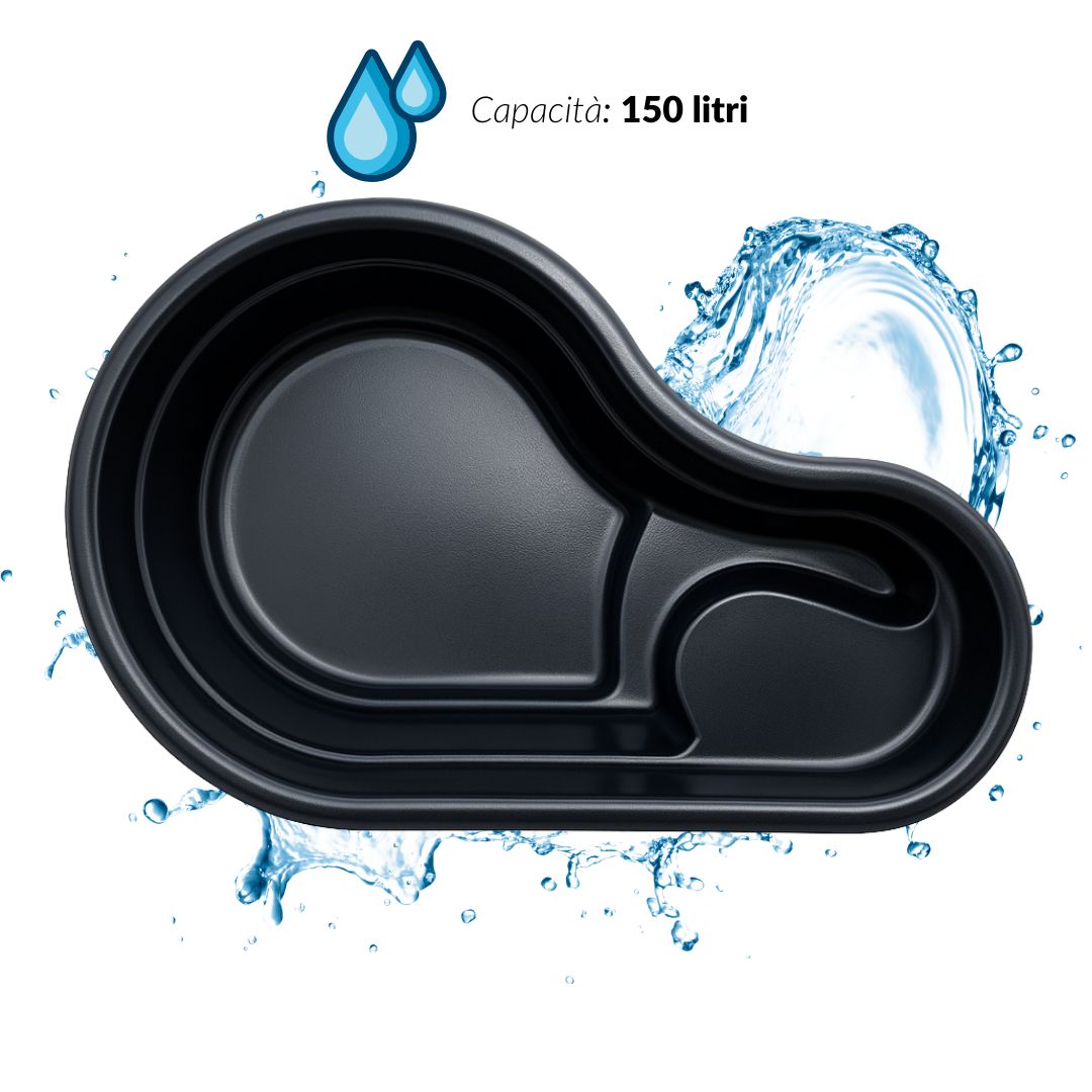 Laghetto da giardino fusine nero litri 150 dimensioni cm 113x74x h 45