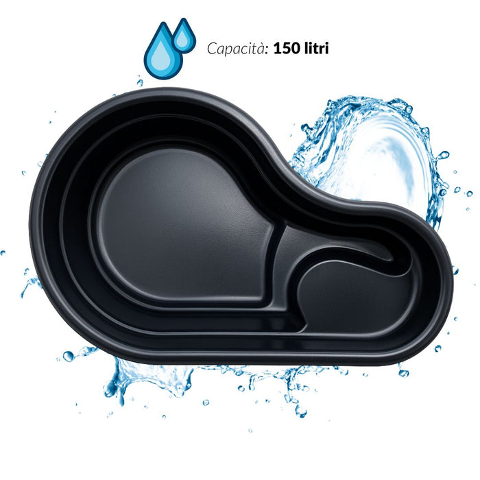 Laghetto da giardino fusine nero litri 150 dimensioni cm 113x74x h 45