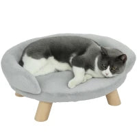Cuccia Divanetto per Cani e Gatti Sfoderabile in Peluche con Schienale, 47x40x20 cm, Grigio