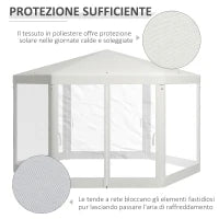 Gazebo da Giardino Esagonale con Doppio Ingresso, in Metallo e Poliestere, 3.94x3.94x2.5 m, Crema