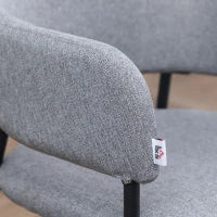 Set da 2 Sedie Imbottite Moderne in Tessuto con Braccioli e Gambe in Acciaio, 54x54x84cm, Grigio