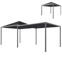 Gazebo da Giardino Estensibile con Ruote e Copertura in Poliestere UPF30+,  3x3 m/3x5.6 m, Grigio