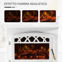 Camino Elettrico con Effetto Fiamma Regolabile Potenza 925W/1850W 51 × 31 × 56cm Bianco