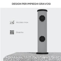Base per Ombrellone da 28kg in Granito con Maniglia Estensibile e Rotelle, 41x41x37.5cm, Grigio