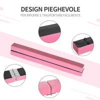 Trave da Ginnastica Equilibrio Allenamento Pieghevole Casa Legno 210 × 10 × 6.5cm Rosa