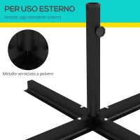 Base per Ombrellone a Croce in Acciaio con Vite Laterale, 100x100x75 cm, Nero