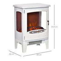 Camino Elettrico Effetto Fiamma e 3 Lati Aperti, Temperatura Regolabile 900W-1800W, Copertura 20-25m², 39x26x54.8cm, Bianco