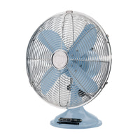 Bimar Ventilatore Tavolo VTM35.BL 30cm 4 Pale Corpo Metallo Vintage 3 Velocità Orientabile Azzurro