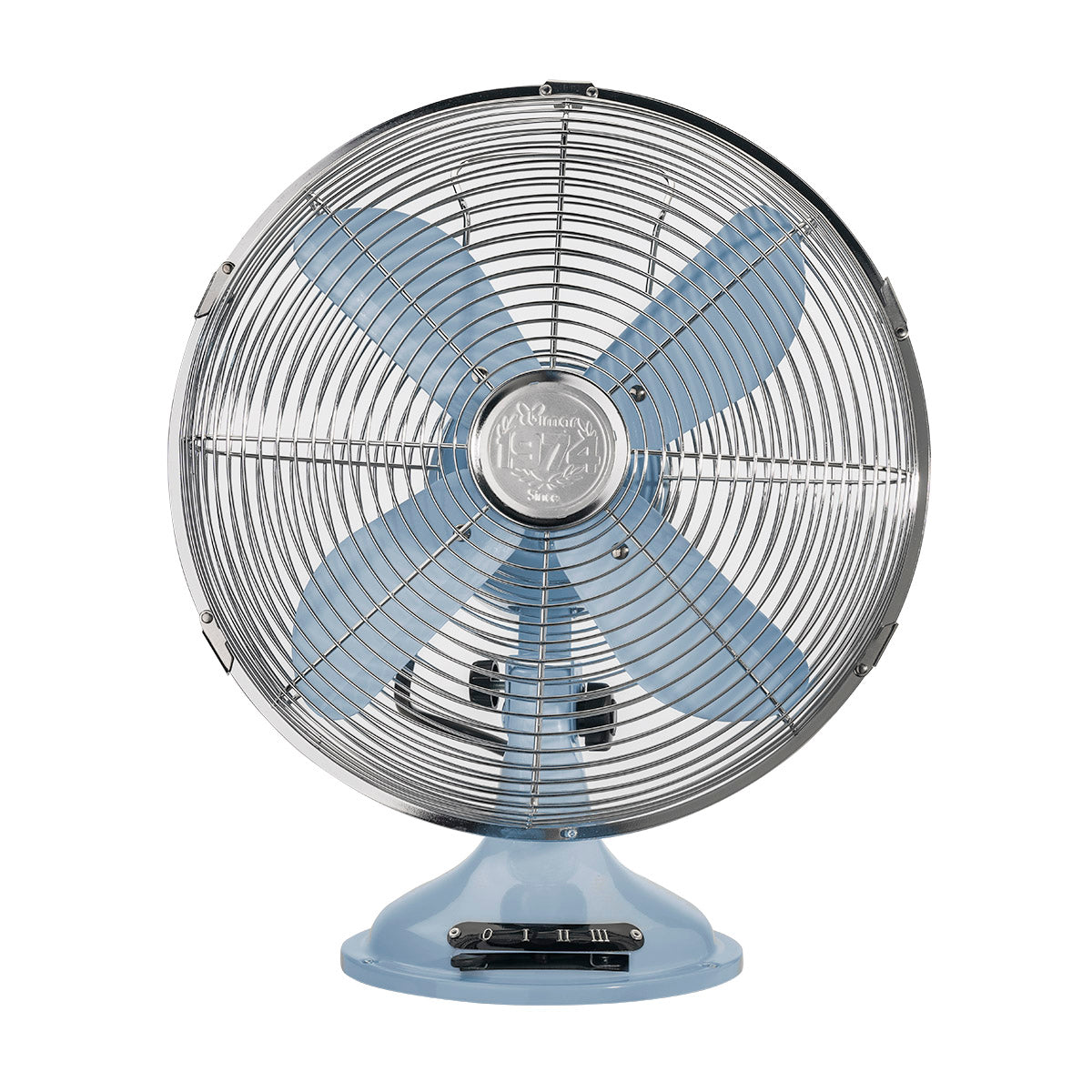 Bimar Ventilatore Tavolo VTM35.BL 30cm 4 Pale Corpo Metallo Vintage 3 Velocità Orientabile Azzurro