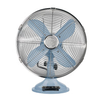 Bimar Ventilatore Tavolo VTM35.BL 30cm 4 Pale Corpo Metallo Vintage 3 Velocità Orientabile Azzurro