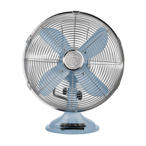 Bimar Ventilatore Tavolo VTM35.BL 30cm 4 Pale Corpo Metallo Vintage 3 Velocità Orientabile Azzurro