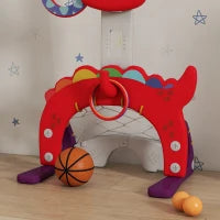 Canestro Basket per Bambini 5 in 1 con Altezza Regolabile, Porta da Calcio e Golf, Età 3-6 Anni, Rosso