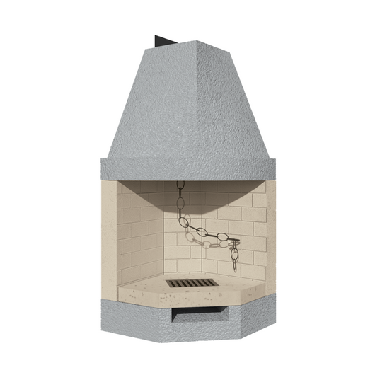 Camino a legna prefabbricato con focolare aperto refrattario rot80ref calore