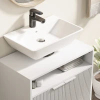 Mobile Sotto Lavabo Bagno con Ripiano Interno Regolabile e Ripiano Aperto, in Legno, 60x33x63 cm, Bianco