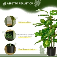 Pianta Artificiale Sempreverde con Vaso Φ17x14.5 cm Nero per Interni, Altezza Pianta 95 cm