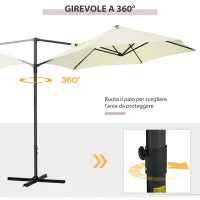 Ombrellone da Giardino a Sbalzo 2.6x2.5 m con Rotazione a 360° e Manovella, Beige