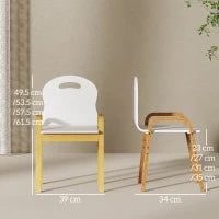 Set 2 Sedie Bambini in Legno di Betulla Regolabili e Impilabili, Bianco