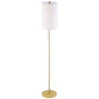 Lampada da Terra di Design, 40 W max, Piede in Acciaio Dorato, Paralume in Tessuto Crema, 25,5 x 25,5 x 157 cm, Oro e Beige