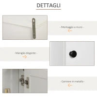 Armadietto 3 Ripiani Anta Design Moderno Salvaspazio da Parete Bagno e Cucina Legno 53x14,5x50.5cm Bianco