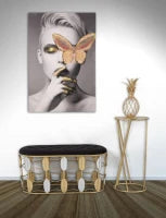 Stampa Su Tela Con Applicazioni -B- Butterly  Cm 80X3.8X120