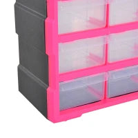 DURHAND Cassettiera in Plastica Portaminuterie con 39 Cassetti Trasparenti, Montaggio a Muro o a Terra 38x16x47.5cm Rosa