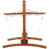 Amaca con Supporto in Legno e 4 Corde di Sicurezza, Carico 120 kg, Legno Naturale e Bianco