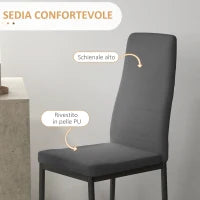 Set da Pranzo 3 Pezzi con Tavolo da Cucina 80x80x76 cm e 2 Sedie Moderne 41x50x97 cm, Grigio