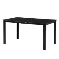 Tavolo da giardino rettangolare in alluminio e piano in vetro temperato - 6 persone 150 x 90 x 74 cm nero