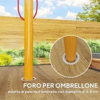 Tavolo da Giardino Marrone per 4 Persone con Foro Centrale per Ombrellone, 94L x 94P x 71A cm