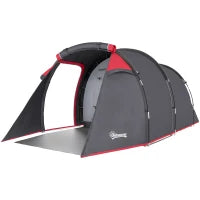 Tenda da Campeggio 2-4 Posti con Vestibolo e Porte con Cerniera, 426x206x154cm Grigio
