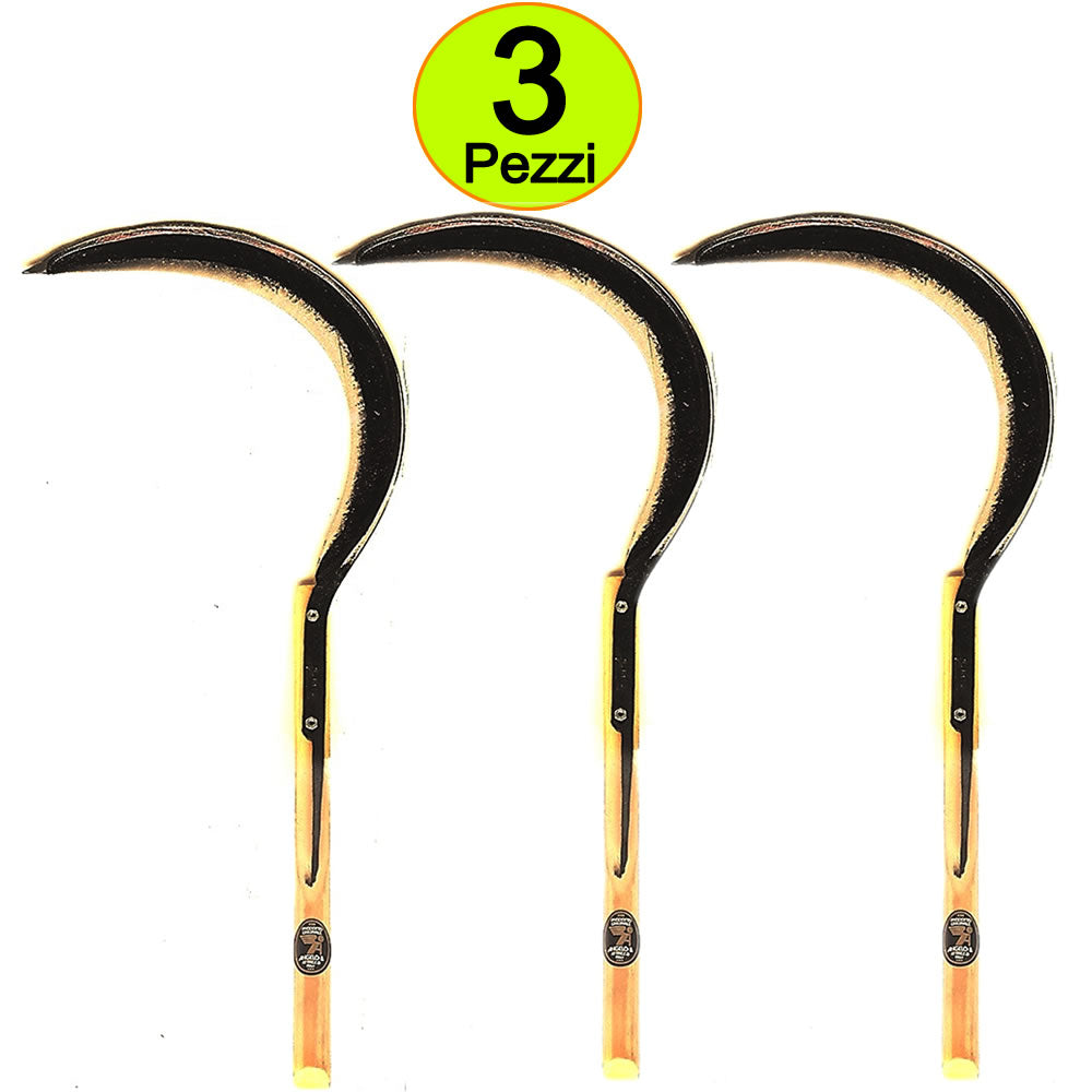 Falci da per taglio erba pulizia cantoniere aiuole in acciaio multipack 3 pezzi