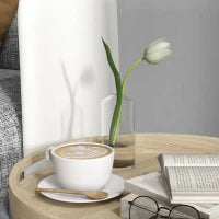 Pouf Contenitore Tessuto Sherpa da 120 kg max con Vassoio a Ribalta, in MDF e Faggio, 56x56x42 cm, Grigio