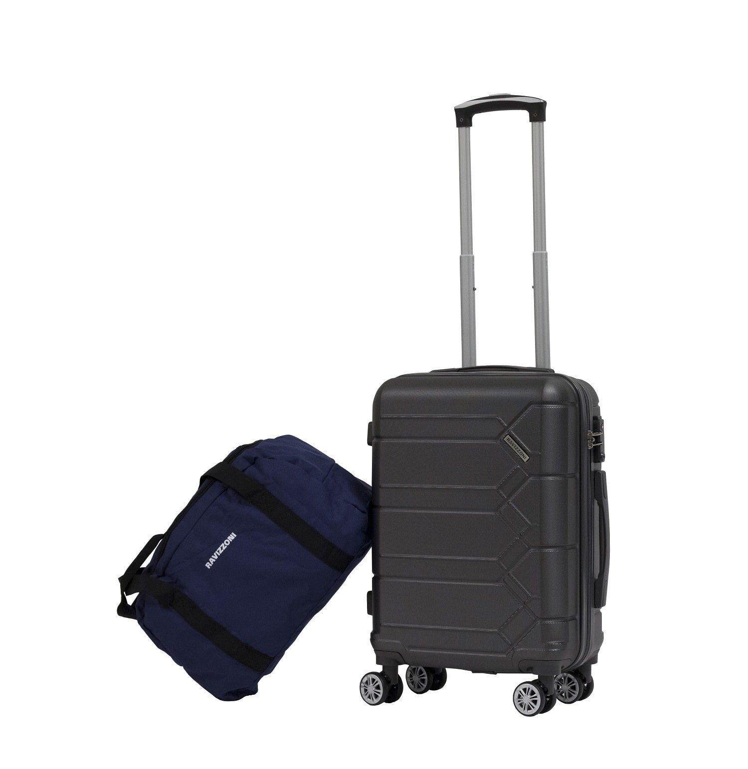 Valigia Trolley rigida, ABS 40x20x55cm, grigio, ruote, maniglie, borsoncino Ravizzoni Naluna