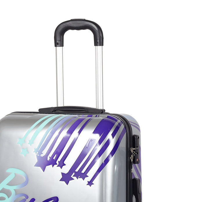 Valigia trolley rigida ABS, 55x20x40cm, ruote, maniglie, più scomparti Silver Barbie