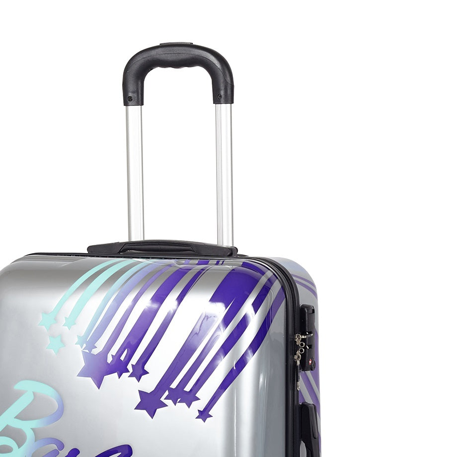 Valigia trolley rigida ABS, 55x20x40cm, ruote, maniglie, più scomparti Silver Barbie
