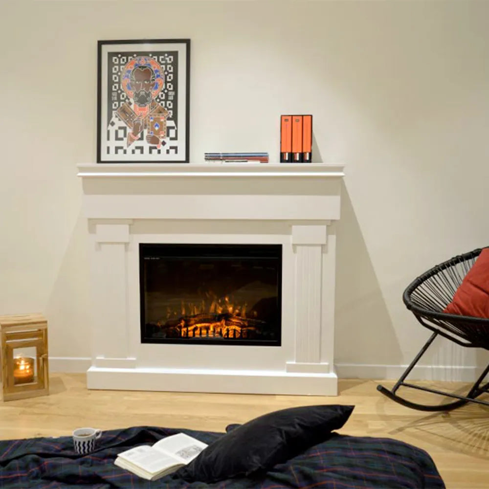 Caminetto elettrico VARMA BIANCO TEMPO STYLE con cornice di legno effetto fuoco 1.500 W
