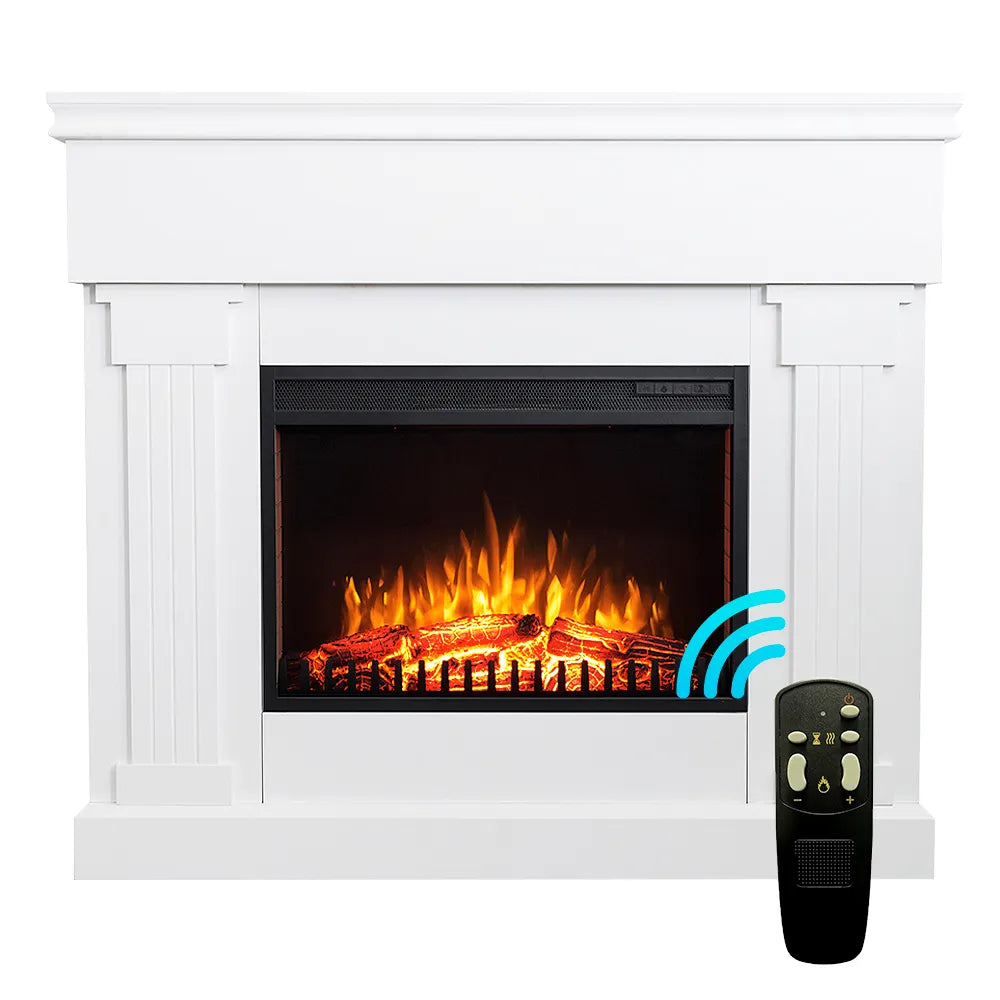 Caminetto elettrico VARMA BIANCO TEMPO STYLE con cornice di legno effetto fuoco 1.500 W