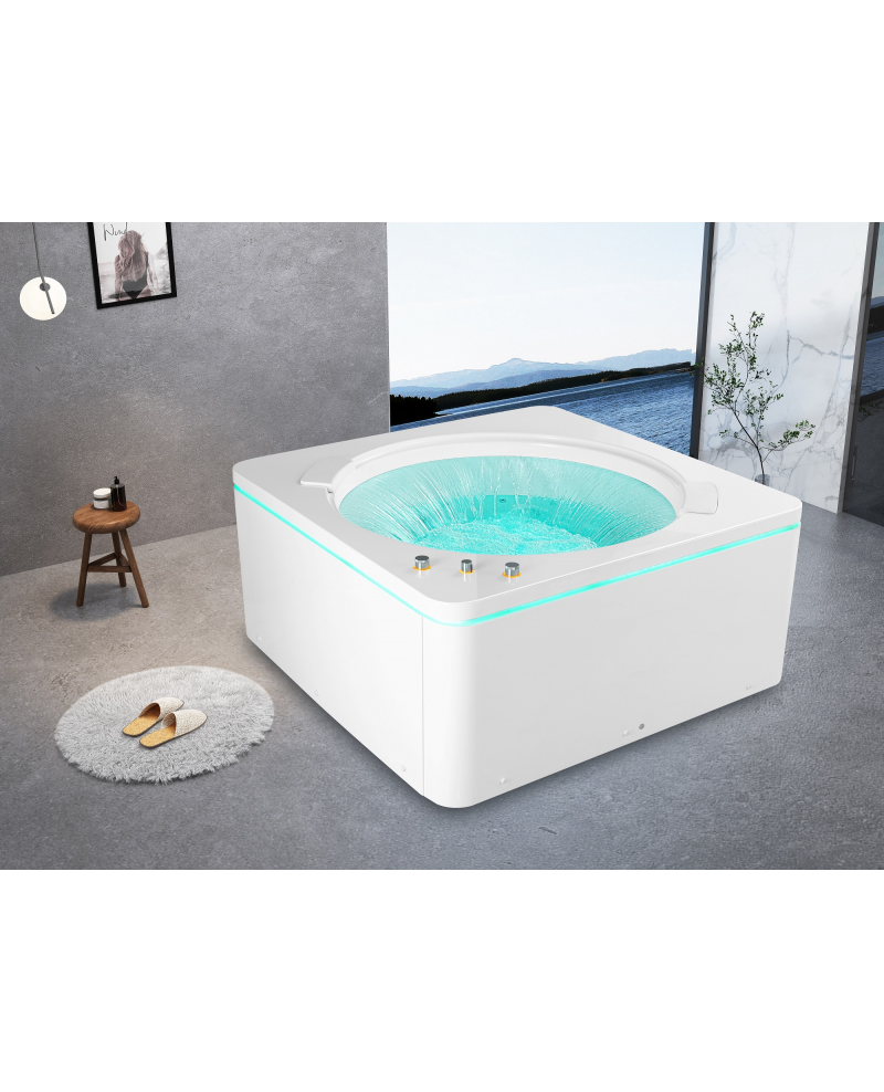 Vasca Idromassaggio Qudrata, Riscaldatore, Led , Cascata 145x145cm Nigrar
