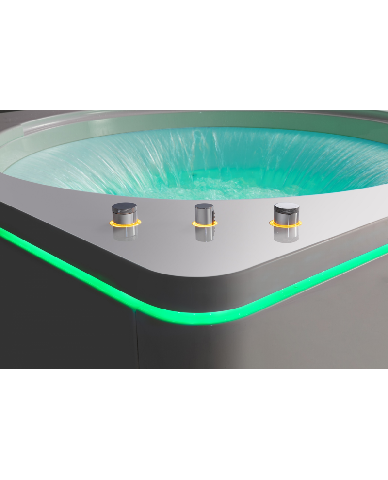 Vasca Idromassaggio Qudrata, Riscaldatore, Led , Cascata 145x145cm Nigrar