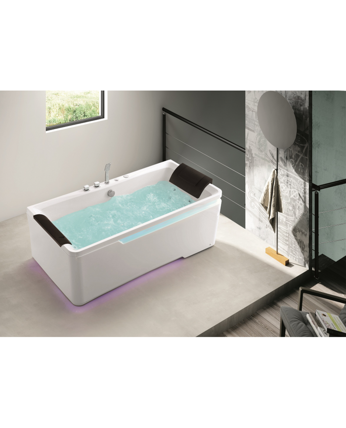 Vasca Idromassaggio Rettangolare 175x85cm Due Posti Riscaldatore Led Full Sicorage Leddy