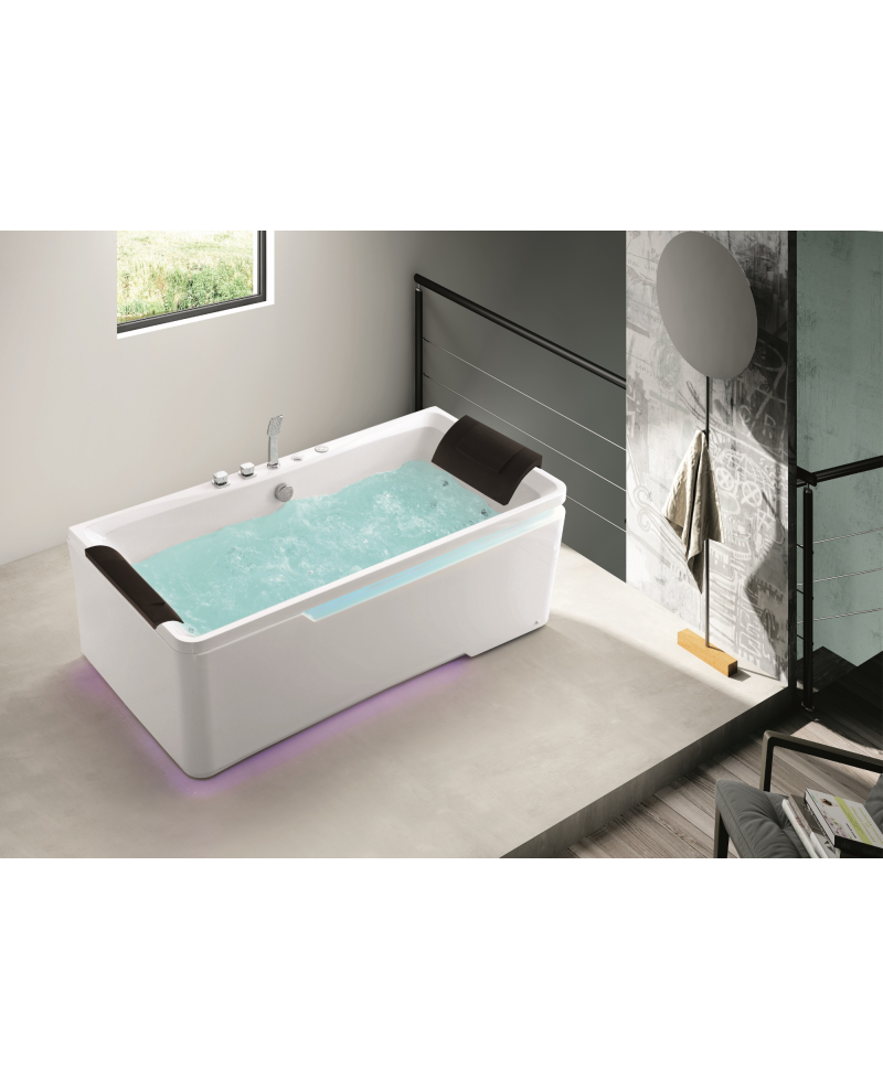 Vasca Idromassaggio Rettangolare 175x85cm Due Posti Riscaldatore Led Full Sicorage Leddy