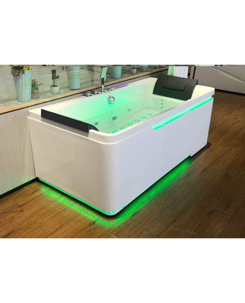 Vasca Idromassaggio Rettangolare 175x85cm Due Posti Riscaldatore Led Full Sicorage Leddy