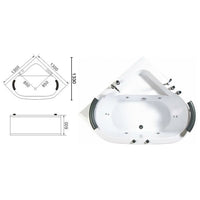 Vasca da bagno idromassaggio angolare 130x130x60cm Relpunt Takry