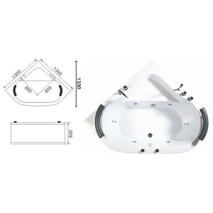 Vasca da bagno idromassaggio angolare 130x130x60cm Relpunt Takry