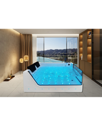 Vasca da bagno idromassaggio in vetro due posti full optional riscaldata 180x110cm Sicorage Traxy Dx