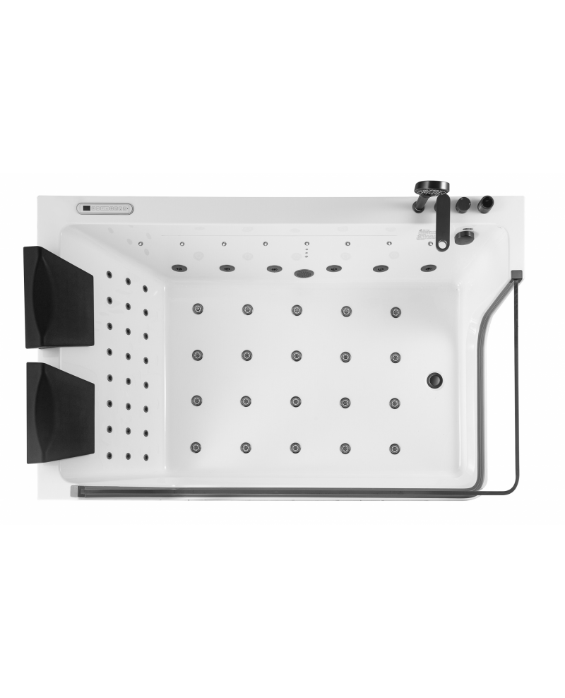 Vasca da bagno idromassaggio in vetro due posti full optional riscaldata 180x110cm Sicorage Traxy Dx