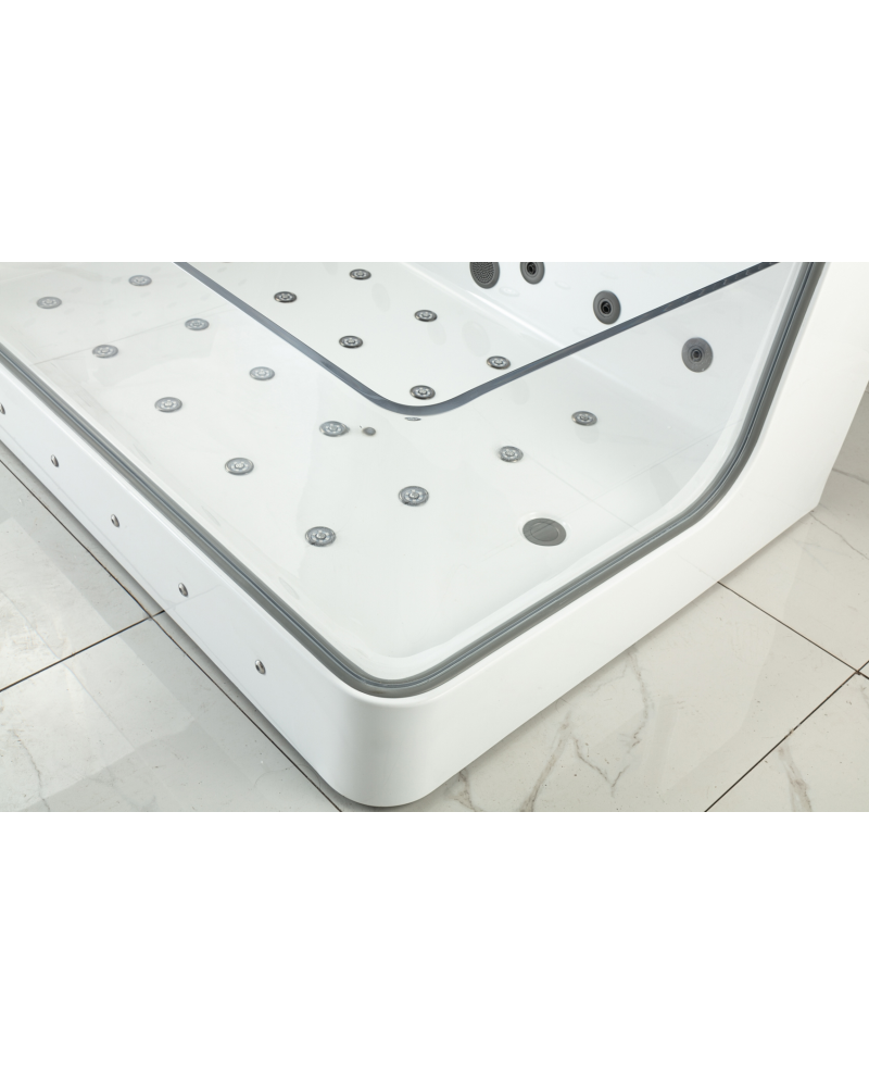Vasca da bagno idromassaggio in vetro due posti full optional riscaldata 180x110cm Sicorage Traxy Dx