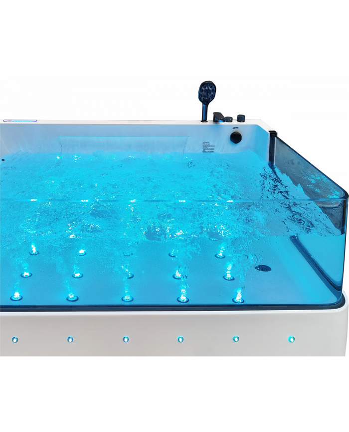 Vasca da bagno idromassaggio in vetro due posti full optional riscaldata 180x110cm Sicorage Traxy Dx