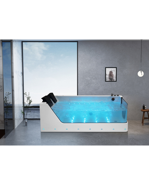 Vasca da bagno idromassaggio in vetro due posti full optional riscaldata 180x90cm Sicorage Traxy Sx